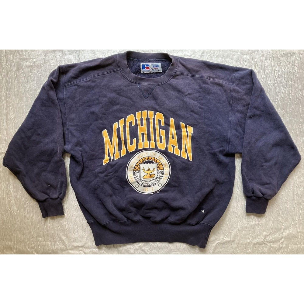 Vtg Russell Athletic High Cotton University Of Michigan Sweatshirt LARGE - USA